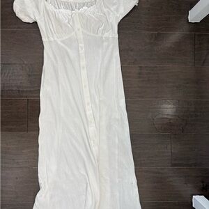 Elegant White Button-Down maternity dress